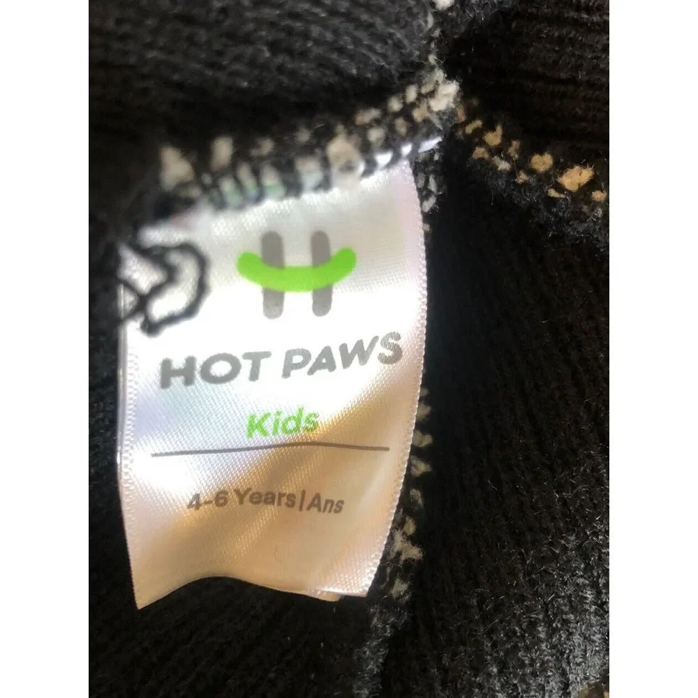 HOT PAWS Girls Knit Beanie Hat Gray Pink‎ PomPom S 4Y-6Y